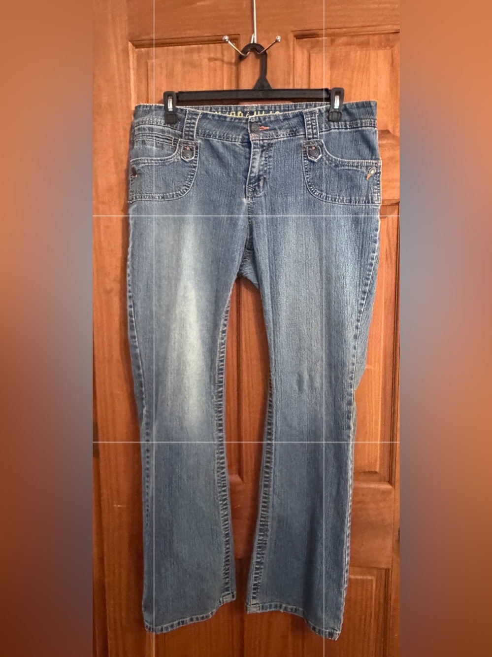 Women's Hydraulic Blue Denim Jeans - Bootcut Style, Classic Medium Wash, Size 16